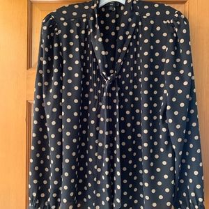 J.Crew Polka-Dot Tie-Neck Top